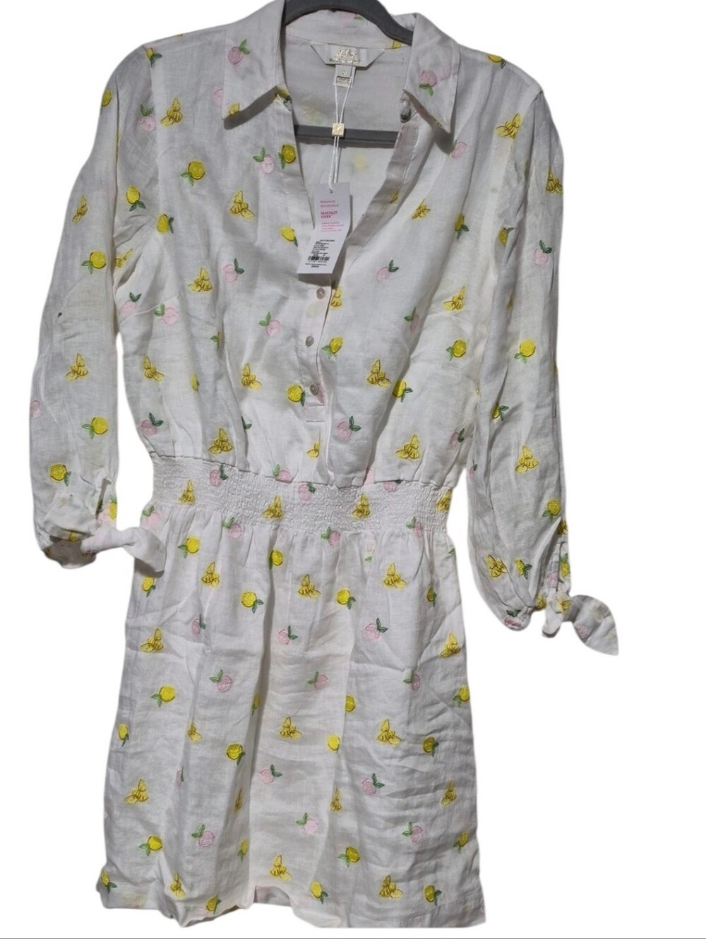 Lilly Pulitzer Abralynn Linen Shirtdress Pink Muse Lemon Bee Half Drop Size 10
